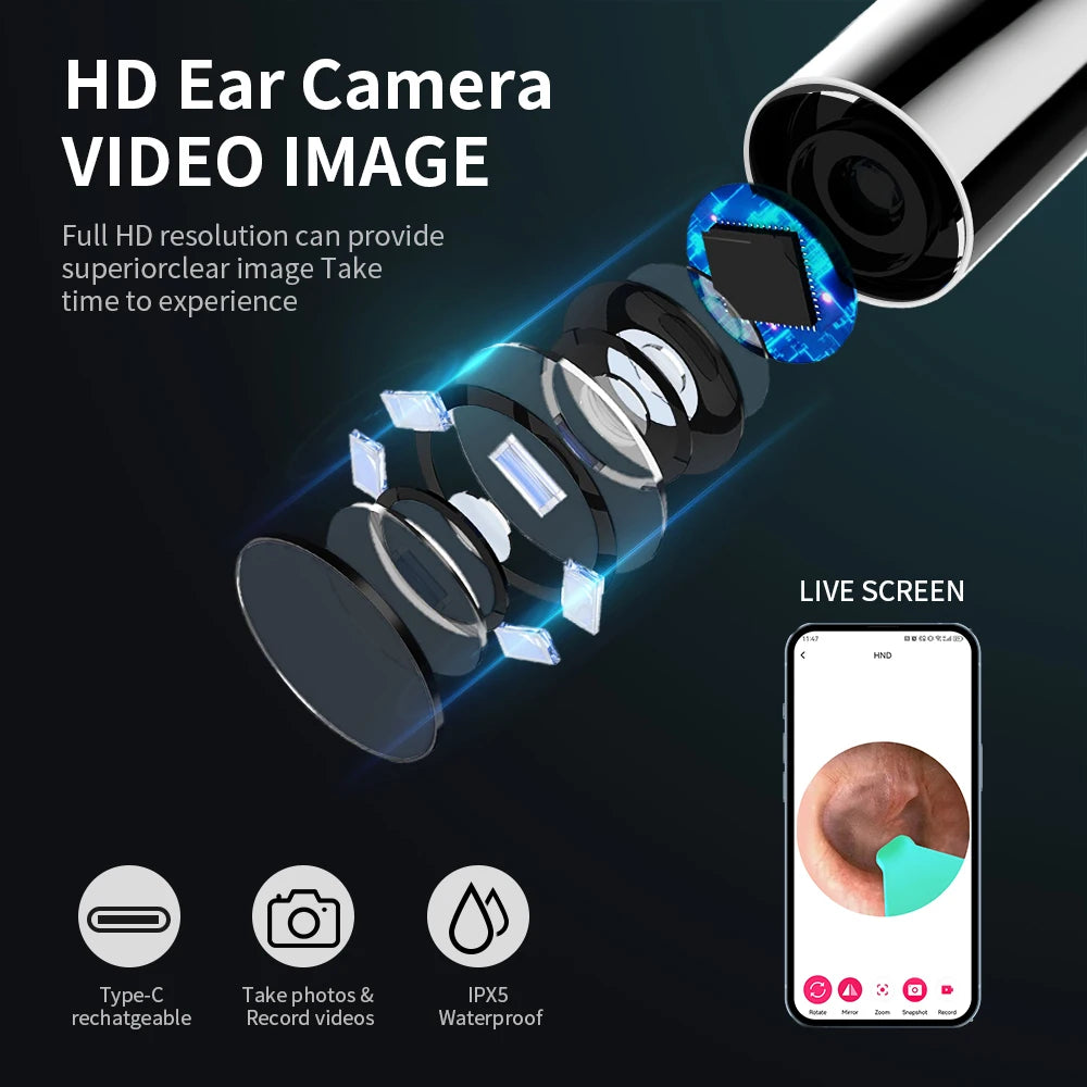 Omnishe™ Ear Cleaner with camera Set (Ear Sticks Otoscope) Take Photo&Video in APP (High Results)