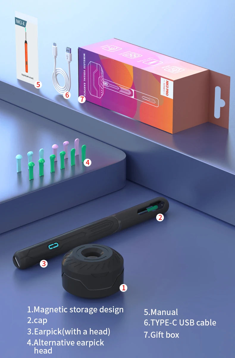 Omnishe™ Ear Cleaner with camera Set (Ear Sticks Otoscope) Take Photo&Video in APP (High Results)