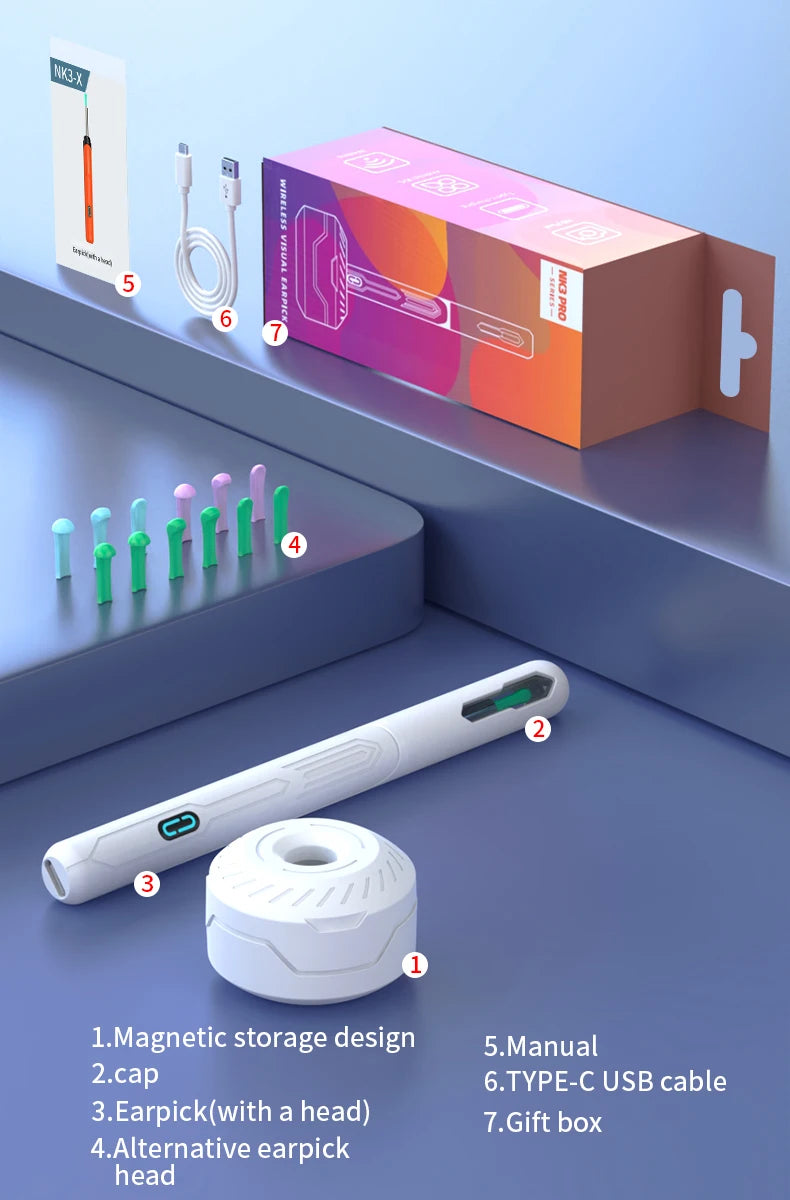 Omnishe™ Ear Cleaner with camera Set (Ear Sticks Otoscope) Take Photo&Video in APP (High Results)